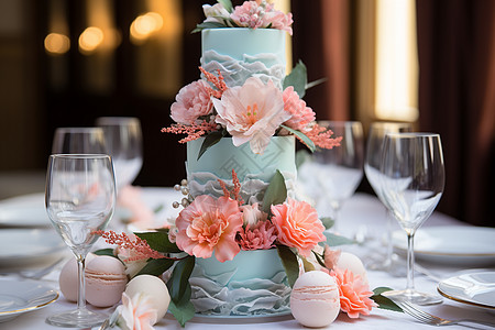 浪漫婚礼的蛋糕图片