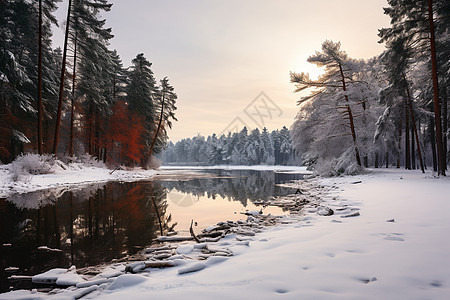 冬日森林的风景图片