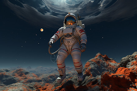 宇航员在月球表面上图片