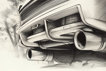汽车排气管的特写草图图片