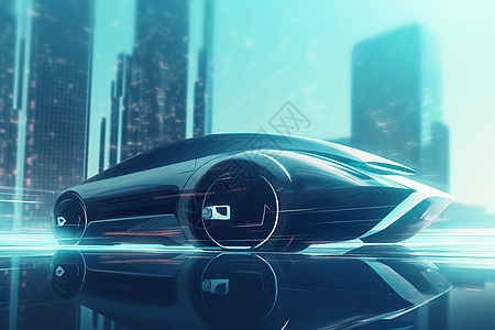 摩天大楼的未来主义汽车图片