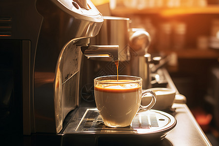 咖啡机上的咖啡图片