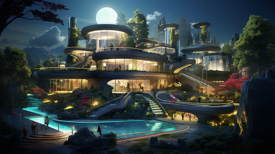 未来的别墅设计背景图片