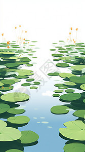 池塘的荷叶插图图片