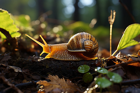 爬行的小蜗牛背景图片
