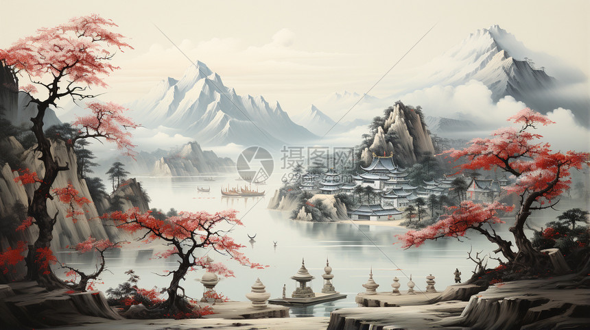 写意的中国山水画图片