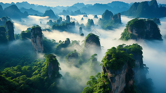 奇石群峰的山景图片