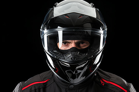戴着安全头盔的摩托车手图片