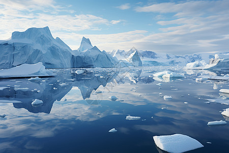 海洋中漂浮的大冰山图片