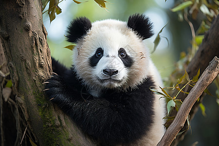 树上坐着的大熊猫图片