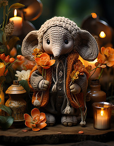 软绵绵的大象玩具背景图片