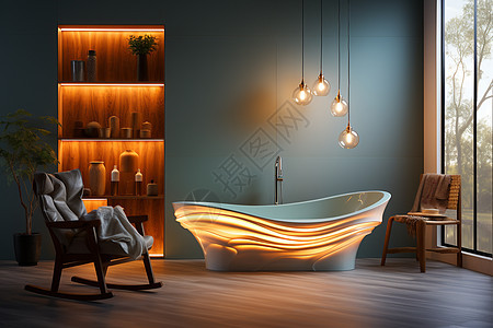 时尚的浴缸设计背景图片