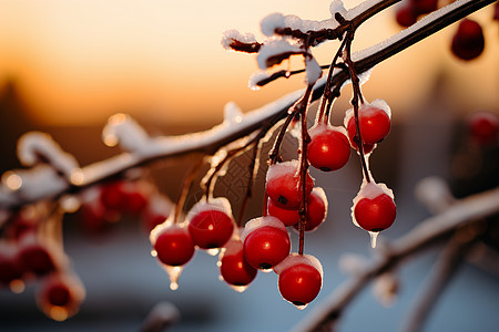 冬日的浆果植物背景图片