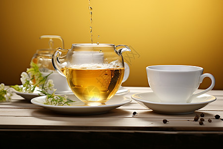 温暖的绿茶饮品图片
