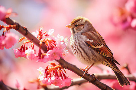 桃花枝上一只鸟图片