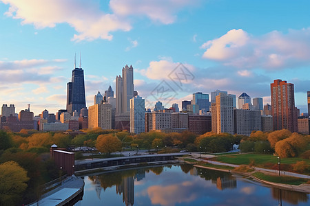 芝加哥的城市风光图片