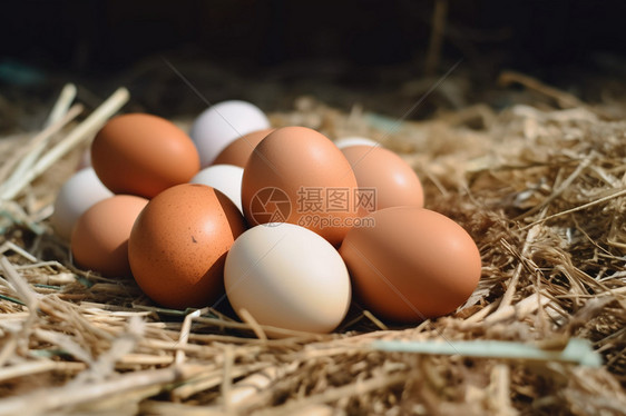 鸡舍里的鸡蛋图片