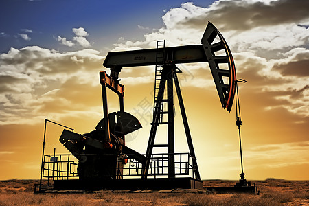 沙漠中的石油井图片