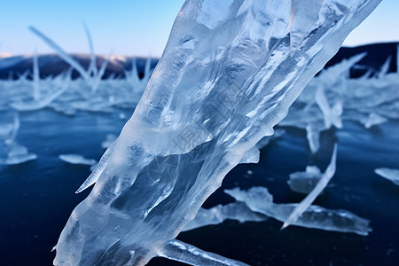 冰雪覆盖结冰的贝加尔湖背景