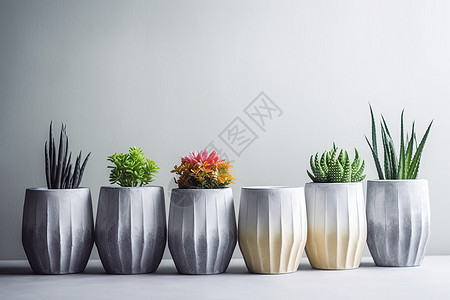 带有植物的陶瓷盆栽背景图片
