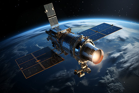 太空宇宙飞船地球观测卫星传感器背景
