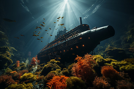 海底的潜水艇图片