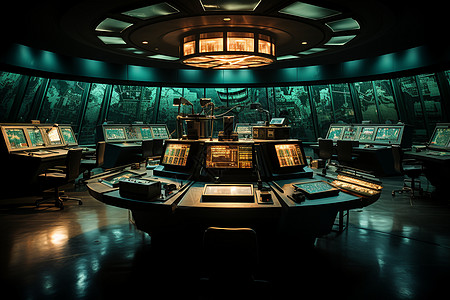 夜幕下的反应堆控制室图片