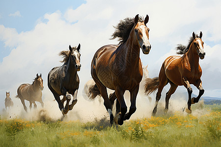 奔腾的马群背景图片