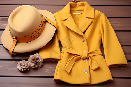 黄色大衣与帽子图片