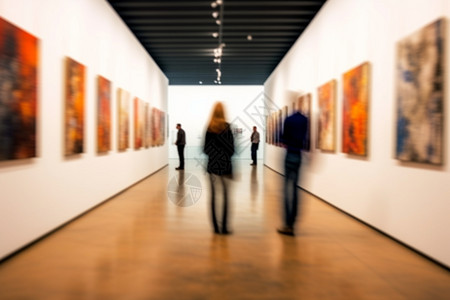 博物馆画廊展览访客高清图片