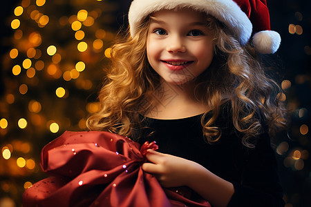 圣诞节美丽的小女孩背景图片