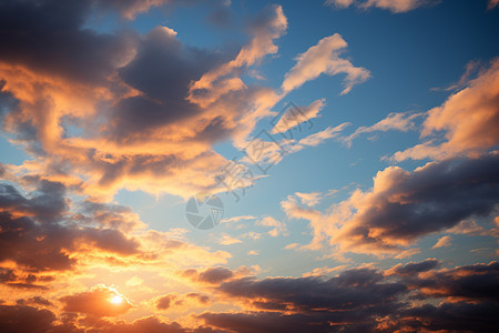 夕阳的的云朵图片