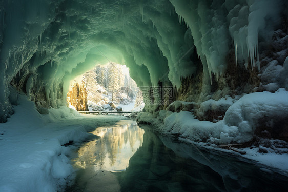 美丽冰雪山洞图片
