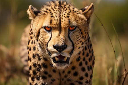 在草地上漫步的非洲豹图片