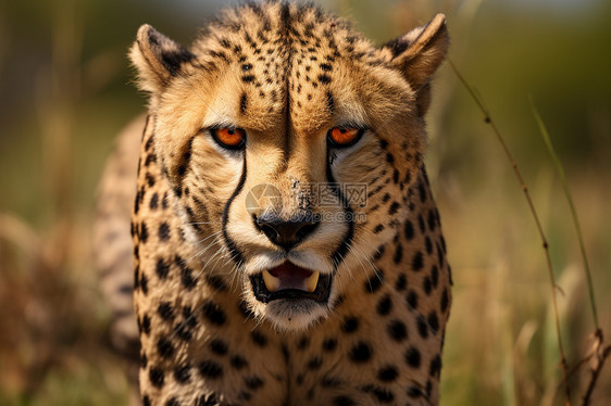 在草地上漫步的非洲豹图片