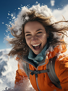 冬日滑雪的女士图片