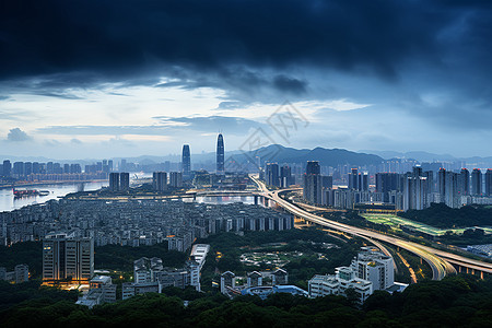 傍晚的城市建筑图片