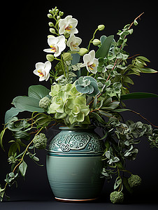 美丽的花瓶和鲜花图片