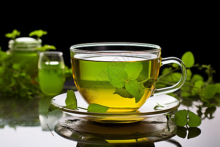 一杯绿茶热饮图片