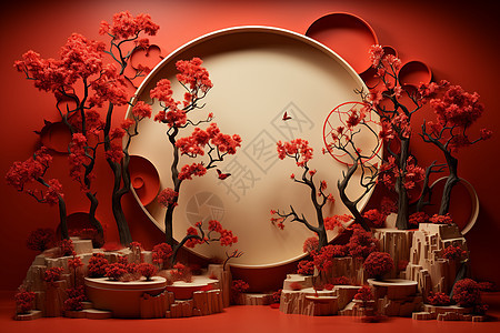 中国风红色艺术背景背景图片