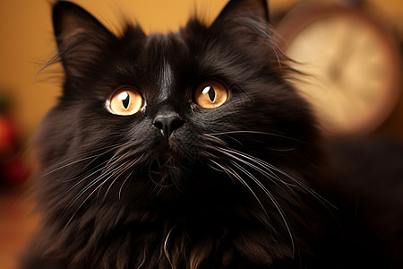 黑色毛发的宠物猫咪图片