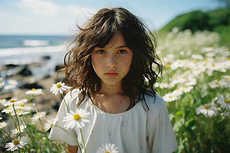 田野中的少女图片