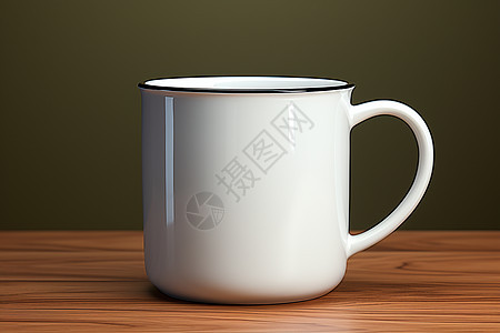 桌面上的白釉咖啡杯背景图片