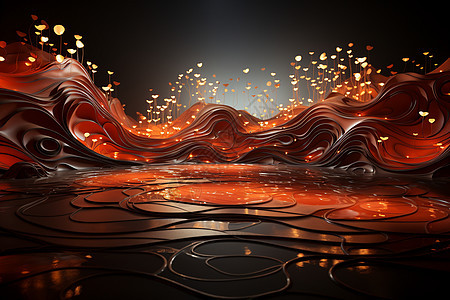 红金波浪抽象背景图片