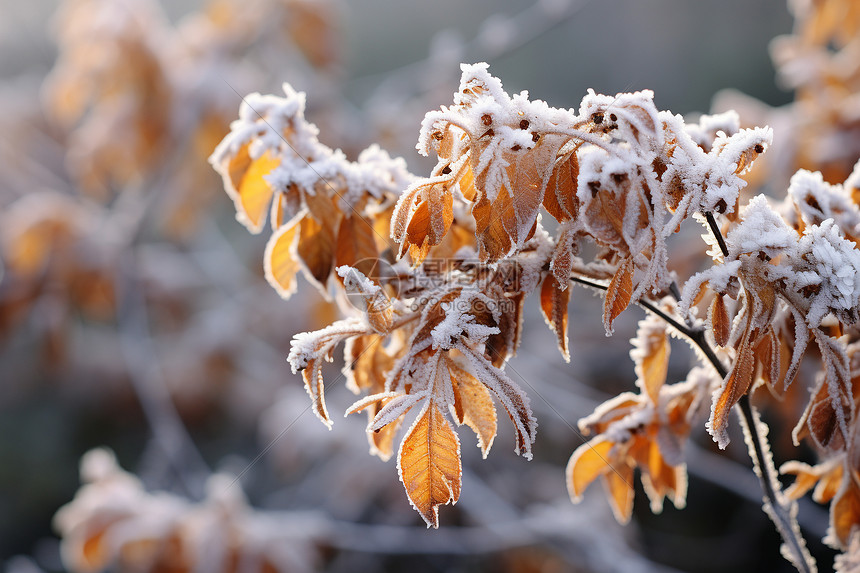 树枝上的冰雪图片