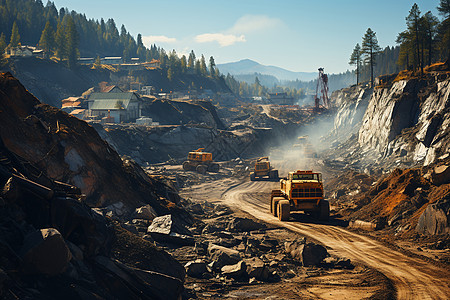 煤矿 挖掘机奇幻矿山背景