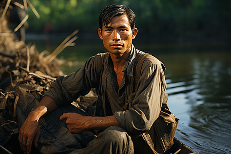 年轻的传统渔民图片