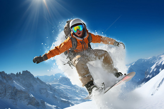 雪中滑雪运动图片