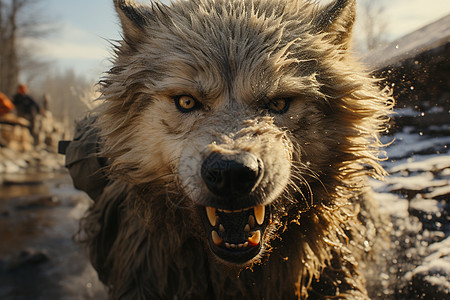龇牙咧嘴的狼图片