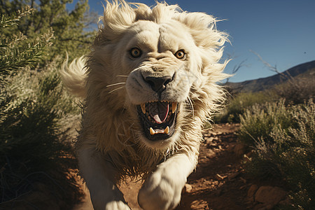 咆哮奔跑的狮子图片